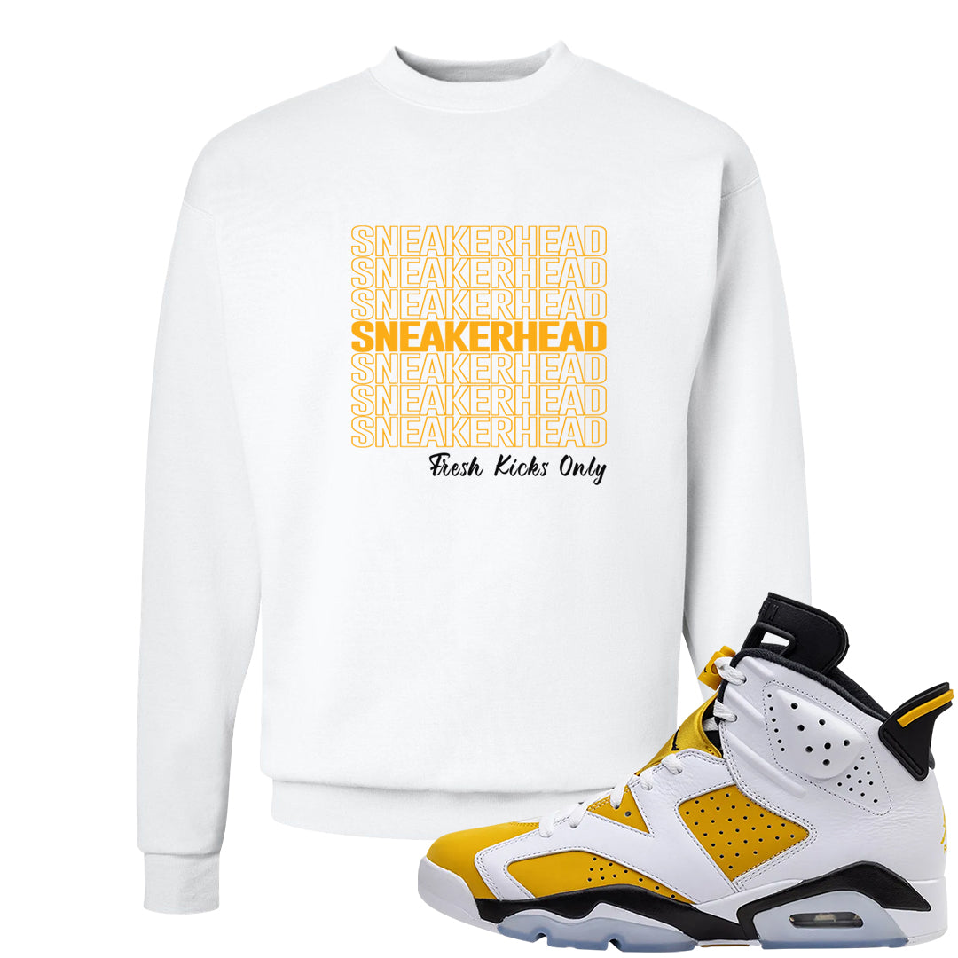 Yellow Ochre 6s Crewneck Sweatshirt | Thank You Sneakers, White