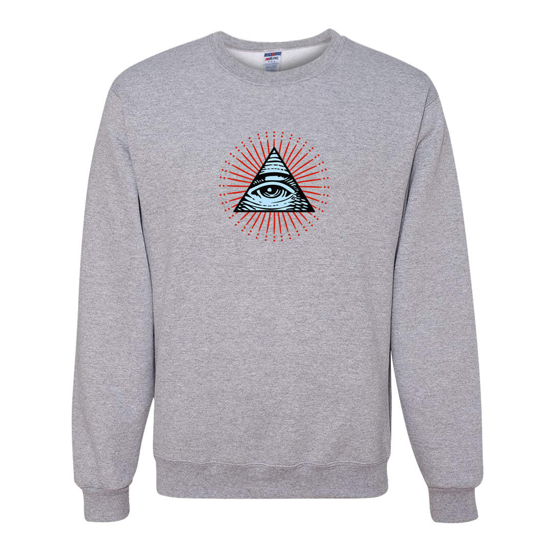 White Infrared 7s Crewneck Sweatshirt | All Seeing Eye, Ash