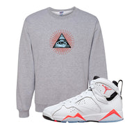 White Infrared 7s Crewneck Sweatshirt | All Seeing Eye, Ash