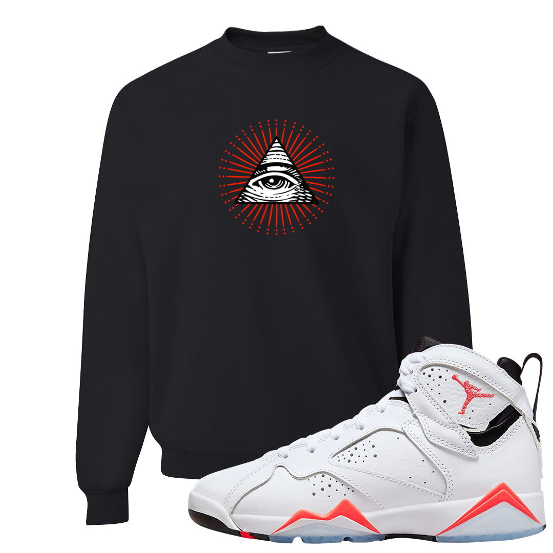 White Infrared 7s Crewneck Sweatshirt | All Seeing Eye, Black
