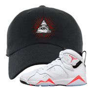 White Infrared 7s Dad Hat | All Seeing Eye, Black