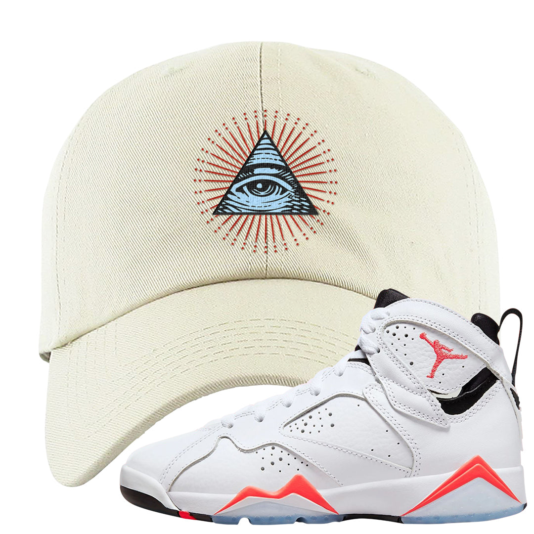 White Infrared 7s Dad Hat | All Seeing Eye, White