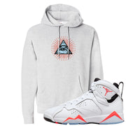 White Infrared 7s Hoodie | All Seeing Eye, Ash