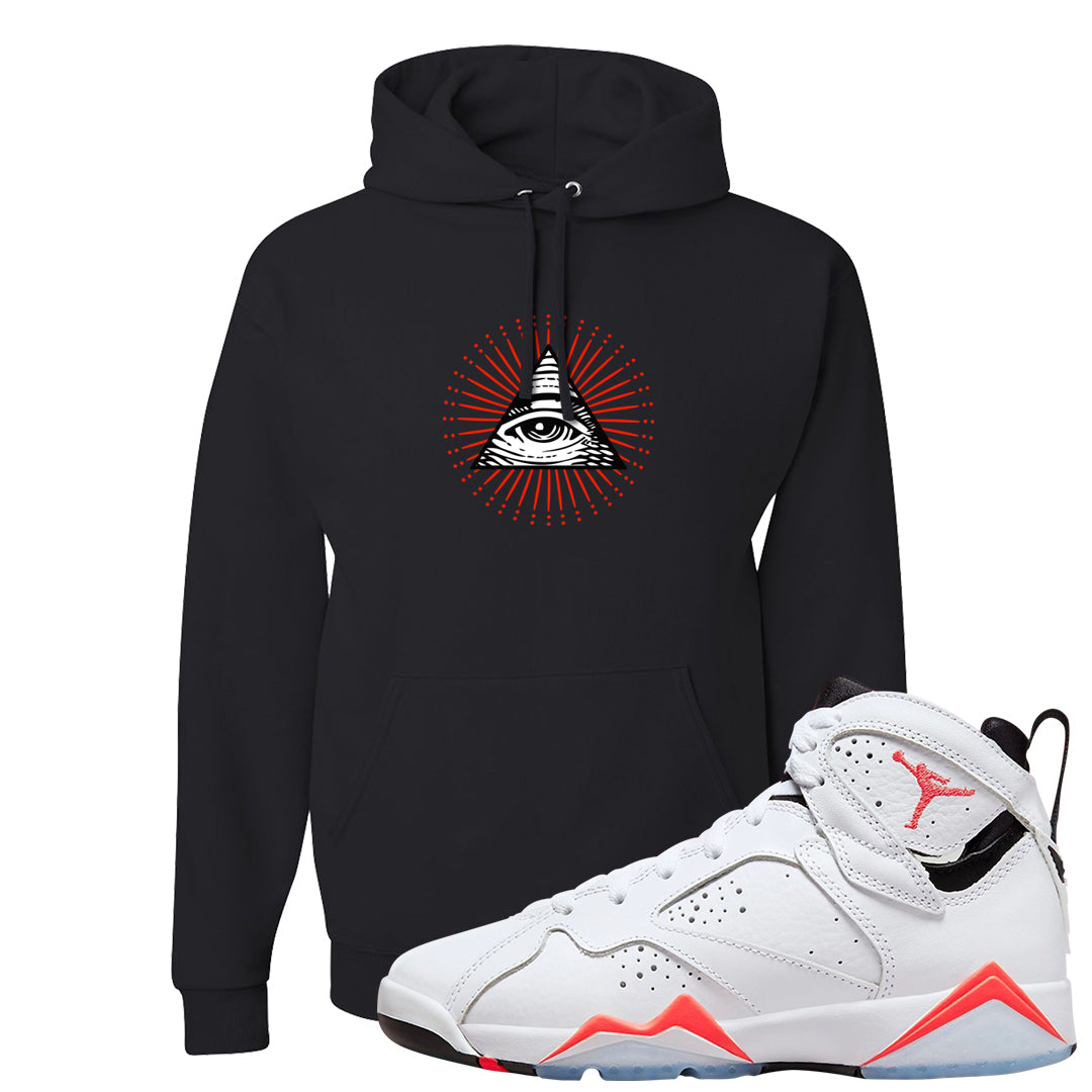 White Infrared 7s Hoodie | All Seeing Eye, Black