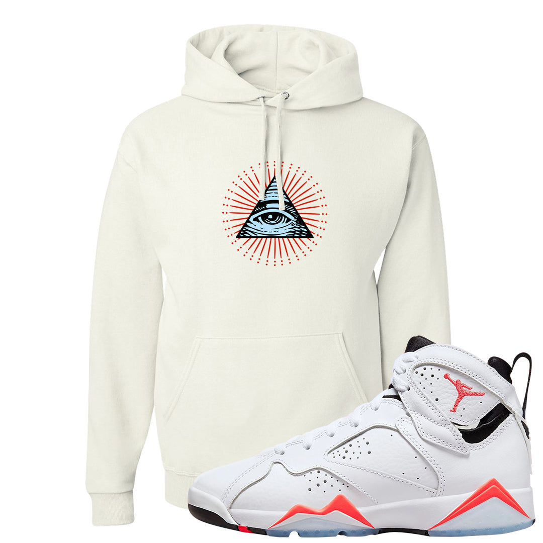 White Infrared 7s Hoodie | All Seeing Eye, White