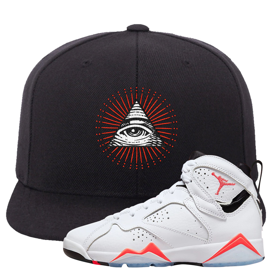 White Infrared 7s Snapback Hat | All Seeing Eye, Black