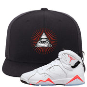 White Infrared 7s Snapback Hat | All Seeing Eye, Black