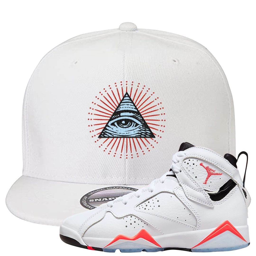 White Infrared 7s Snapback Hat | All Seeing Eye, White