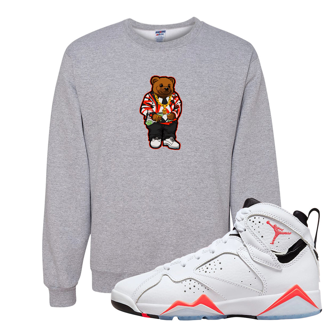 White Infrared 7s Crewneck Sweatshirt | Sweater Bear, Ash