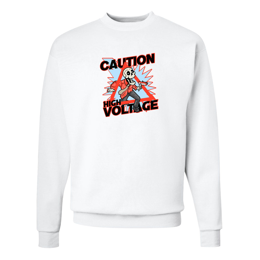 White Infrared 7s Crewneck Sweatshirt | Caution High Voltage, White