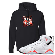 White Infrared 7s Hoodie | Caution High Voltage, Black