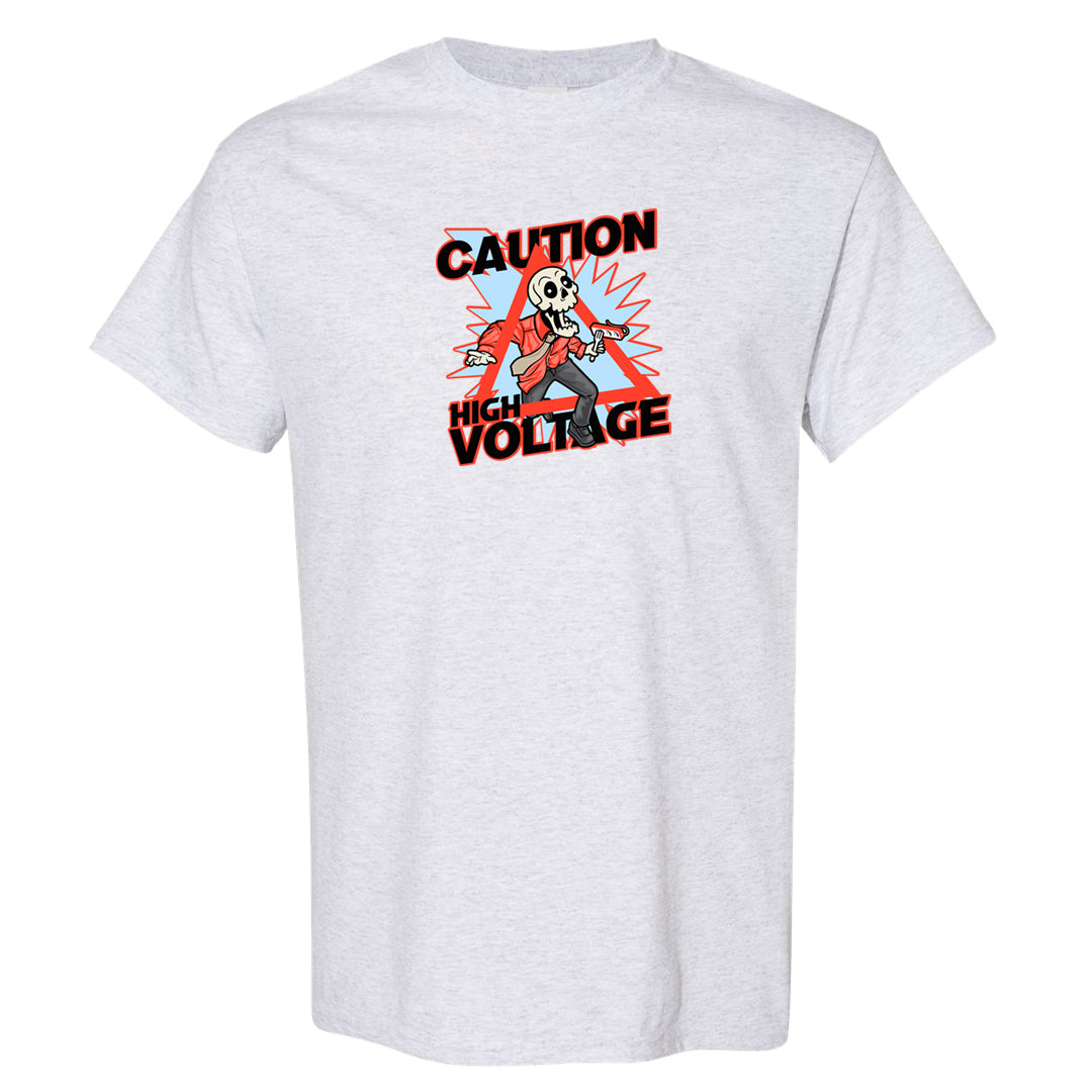 White Infrared 7s T Shirt | Caution High Voltage, Ash