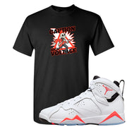 White Infrared 7s T Shirt | Caution High Voltage, Black