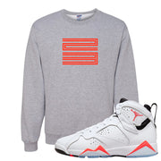 White Infrared 7s Crewneck Sweatshirt | Double Line 23, Ash