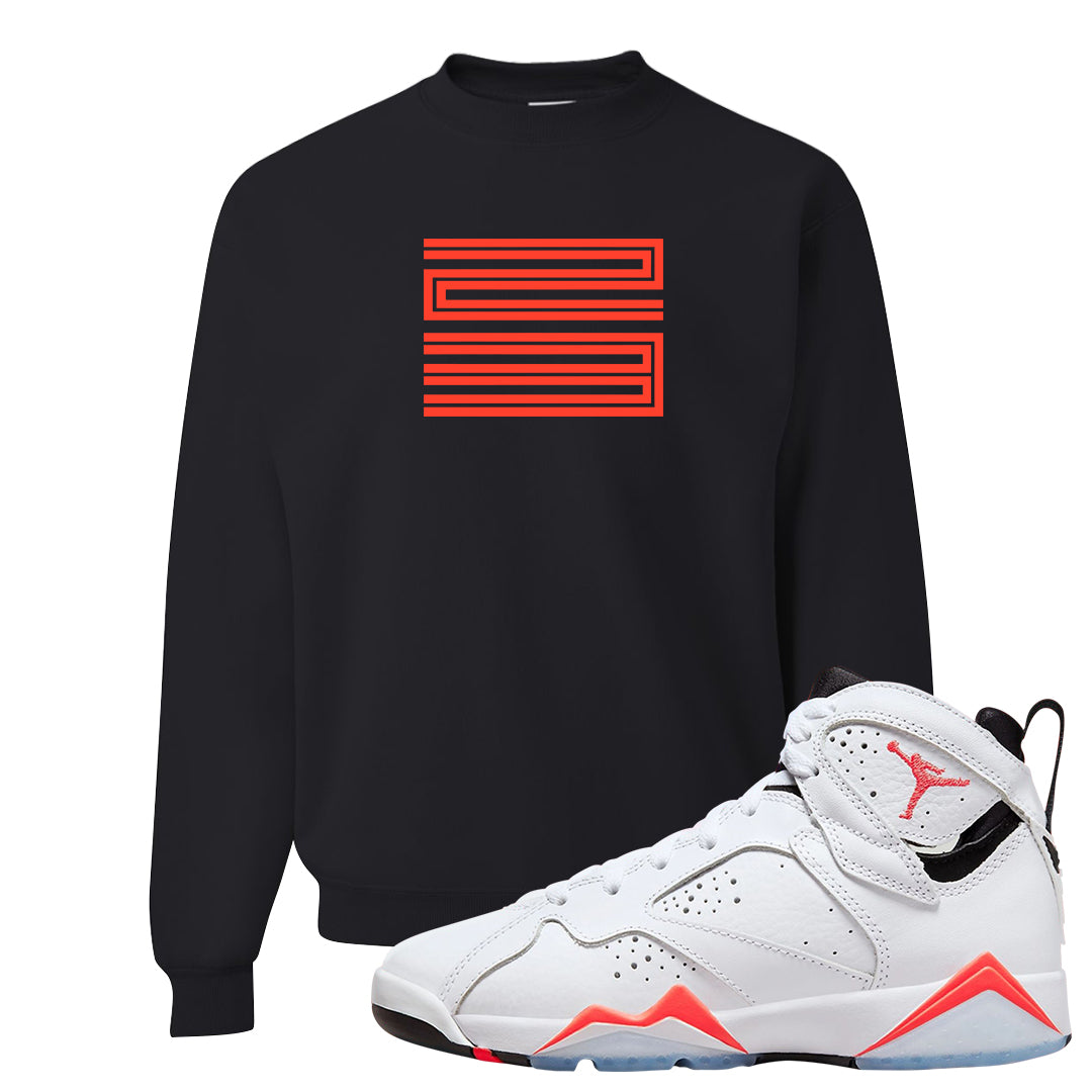 White Infrared 7s Crewneck Sweatshirt | Double Line 23, Black