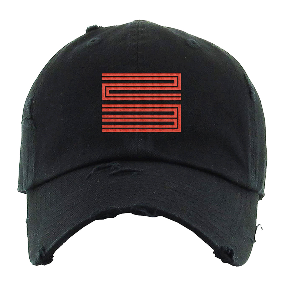 White Infrared 7s Distressed Dad Hat | Double Line 23, Black