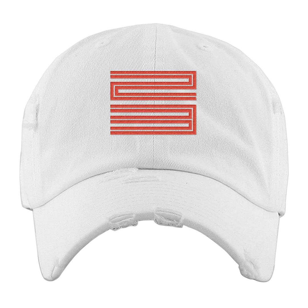 White Infrared 7s Distressed Dad Hat | Double Line 23, White