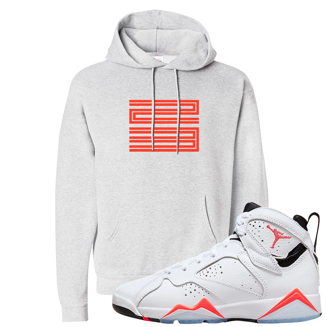White Infrared 7s Hoodie | Double Line 23, Ash