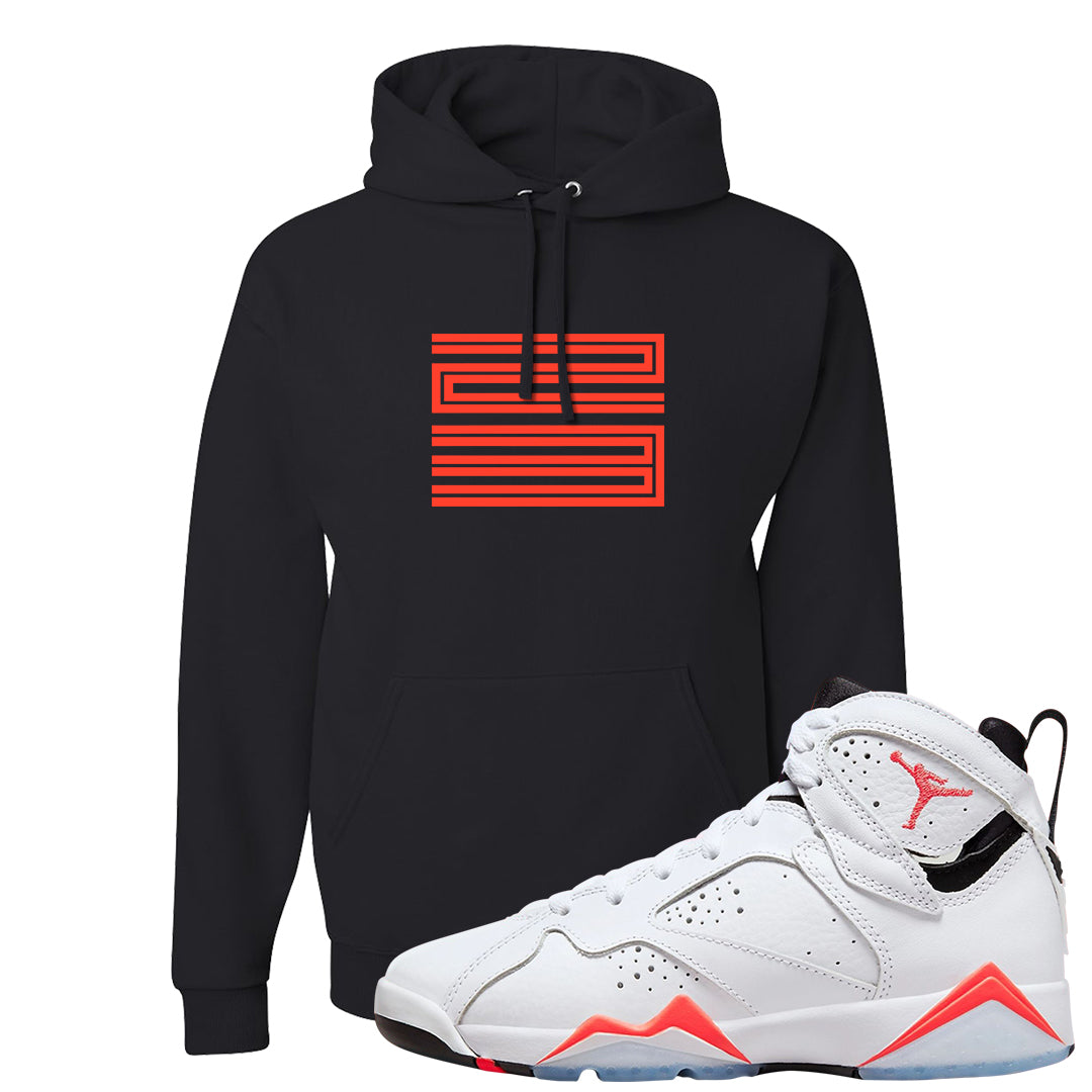 White Infrared 7s Hoodie | Double Line 23, Black