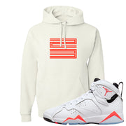White Infrared 7s Hoodie | Double Line 23, White