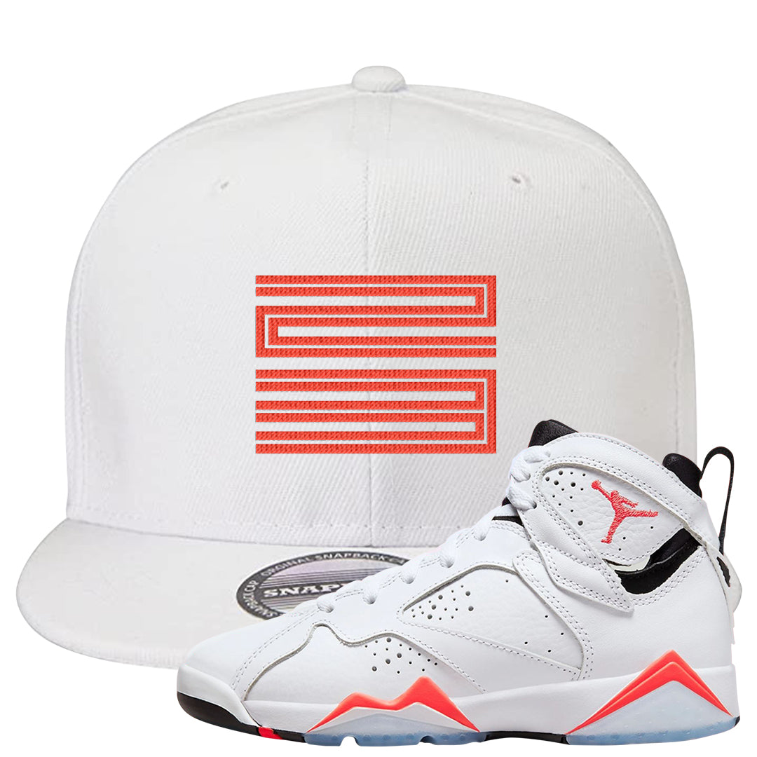 White Infrared 7s Snapback Hat | Double Line 23, White