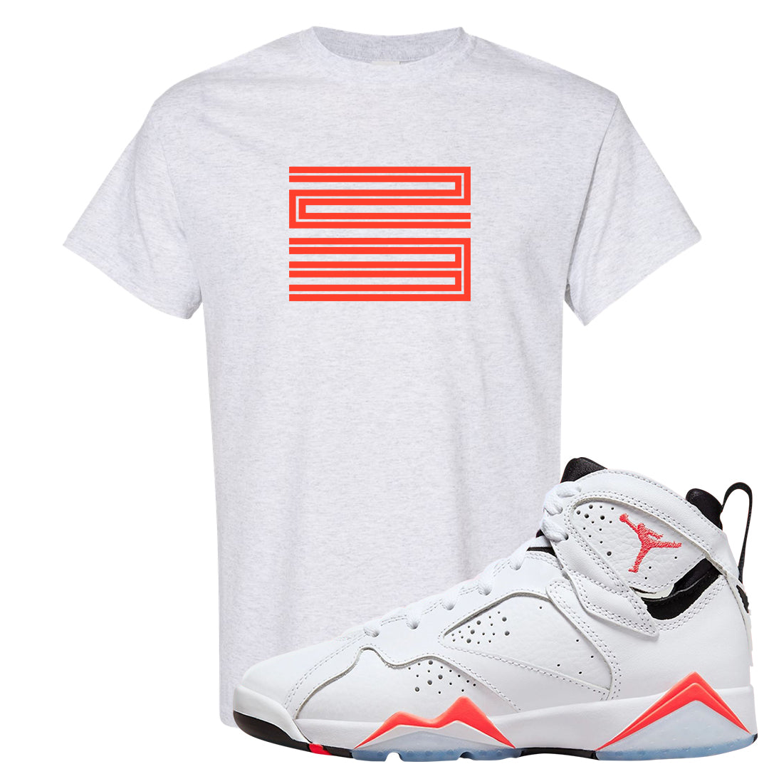 White Infrared 7s T Shirt | Double Line 23, Ash