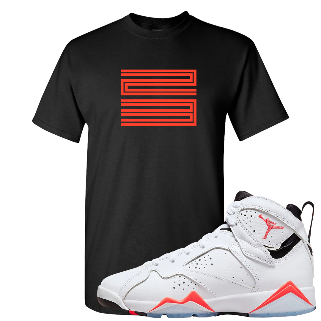 White Infrared 7s T Shirt | Double Line 23, Black