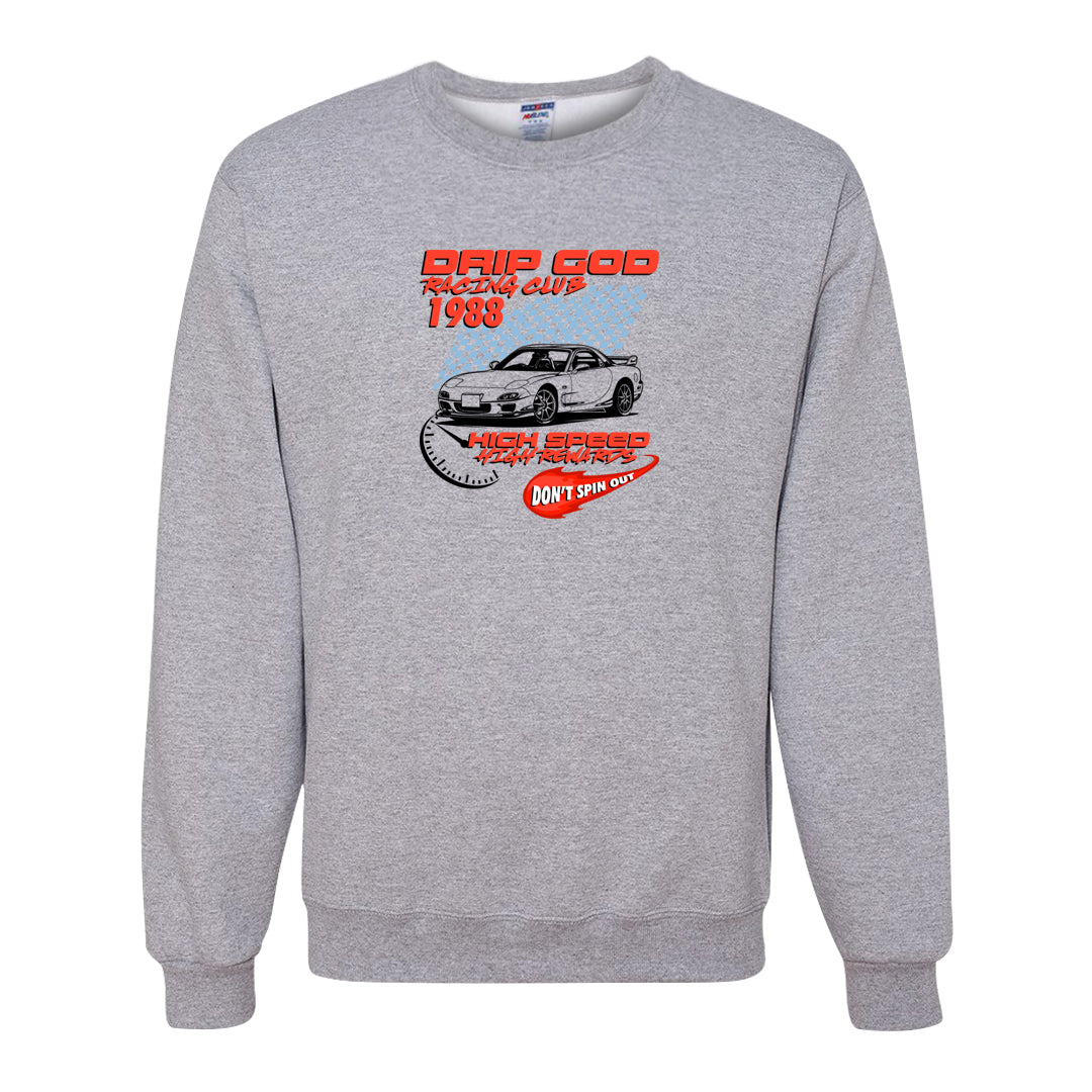 White Infrared 7s Crewneck Sweatshirt | Drip God Racing Club, Ash