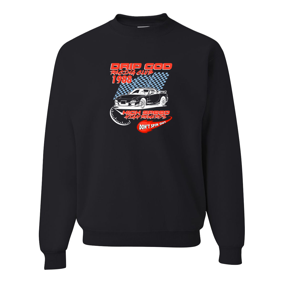 White Infrared 7s Crewneck Sweatshirt | Drip God Racing Club, Black