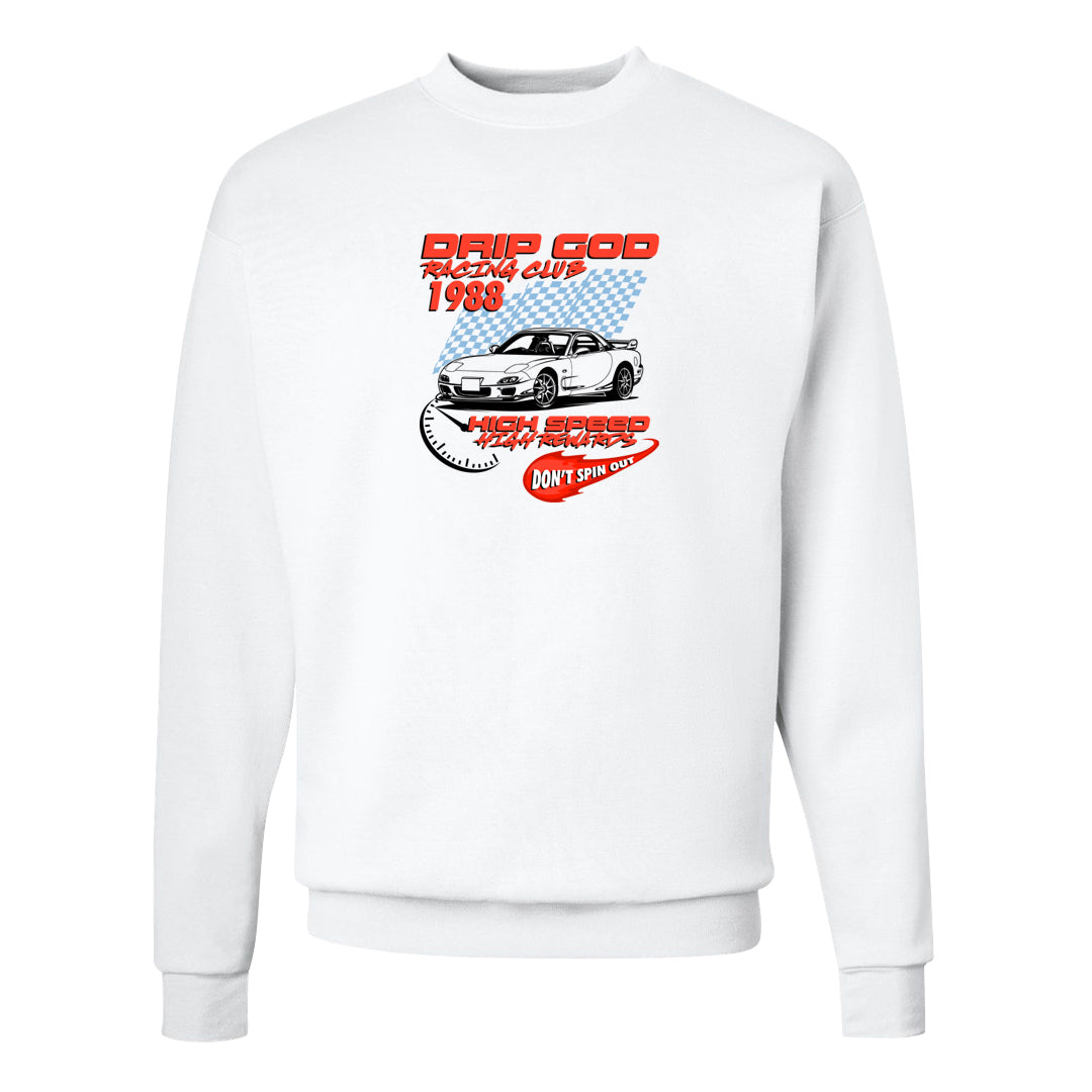 White Infrared 7s Crewneck Sweatshirt | Drip God Racing Club, White