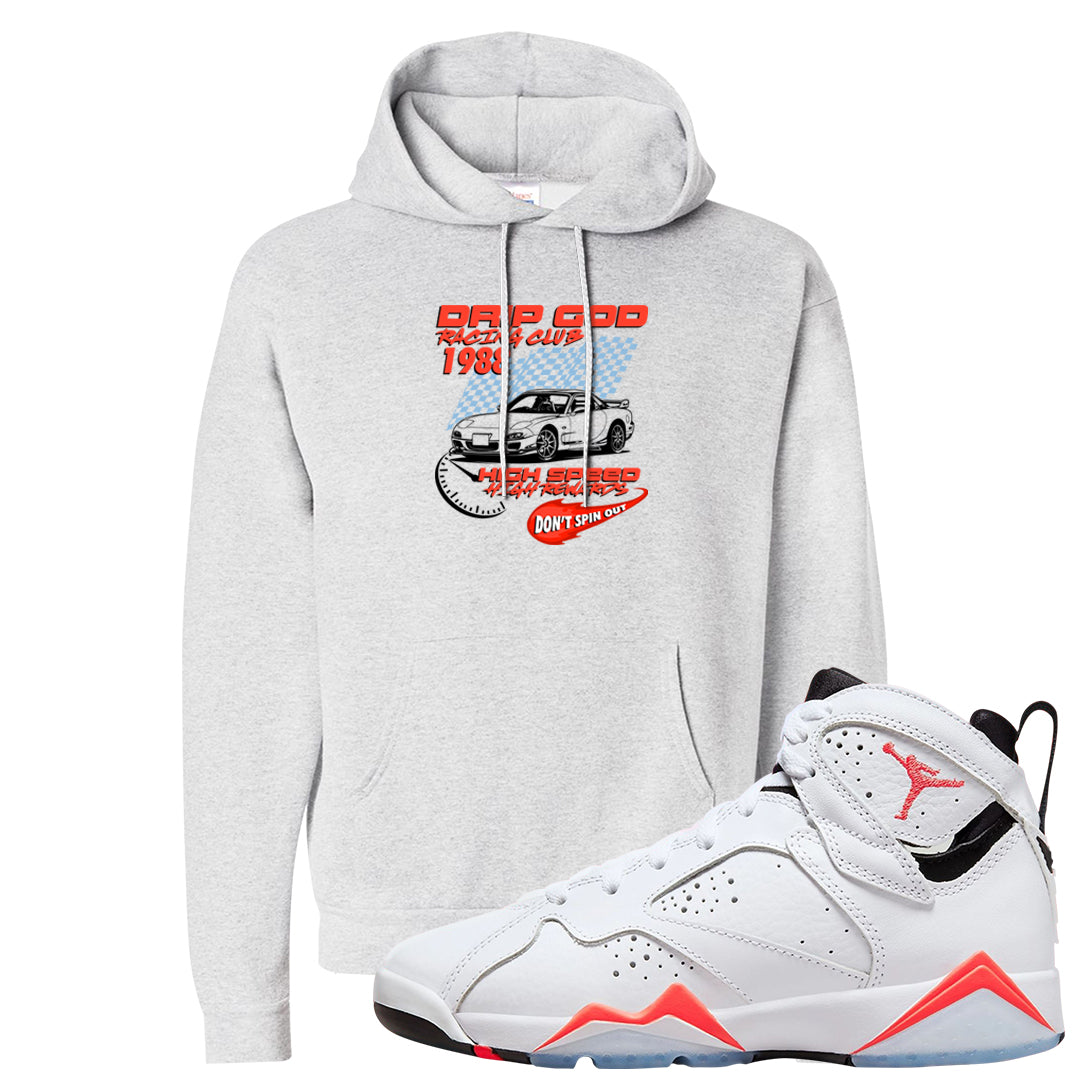 White Infrared 7s Hoodie | Drip God Racing Club, Ash