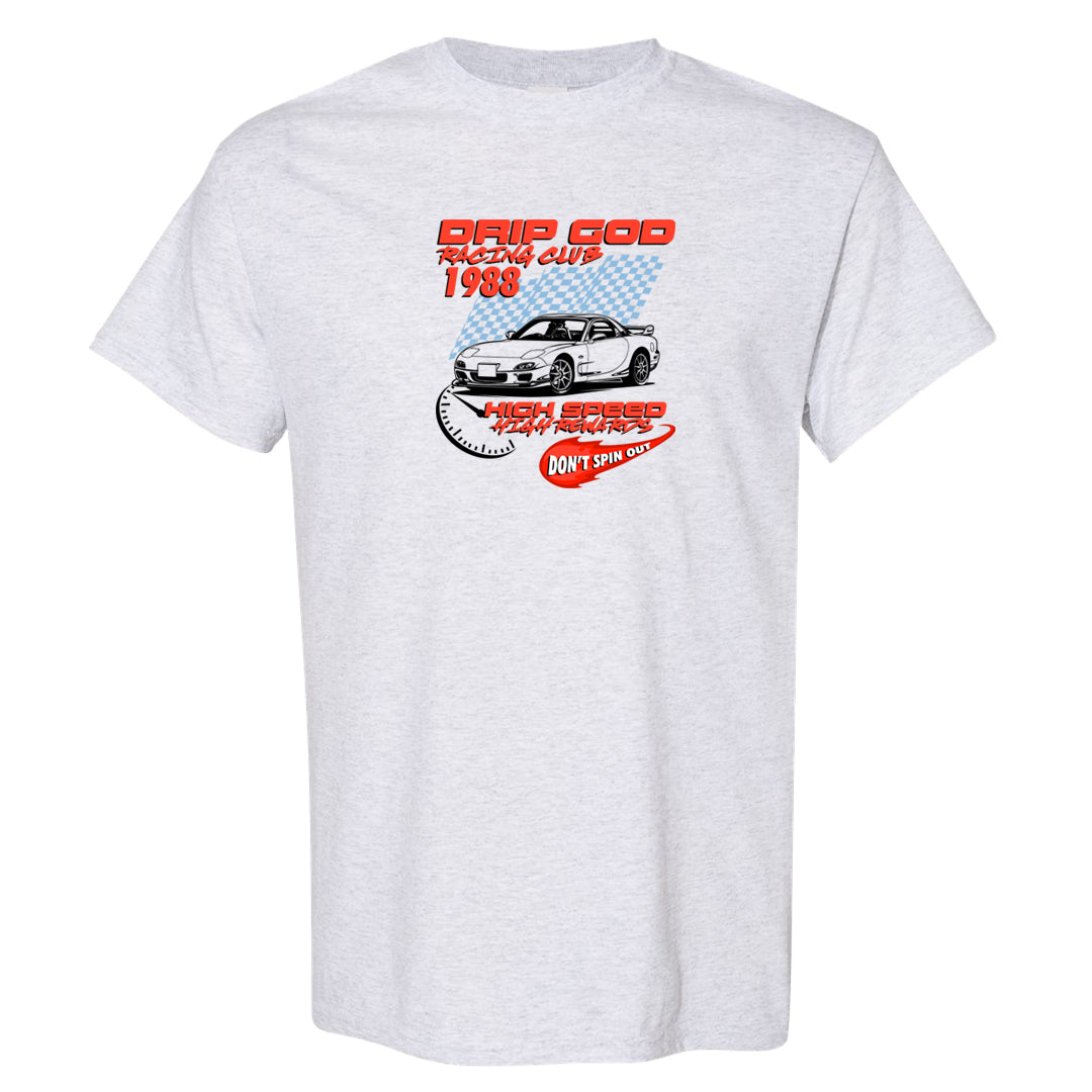 White Infrared 7s T Shirt | Drip God Racing Club, Ash