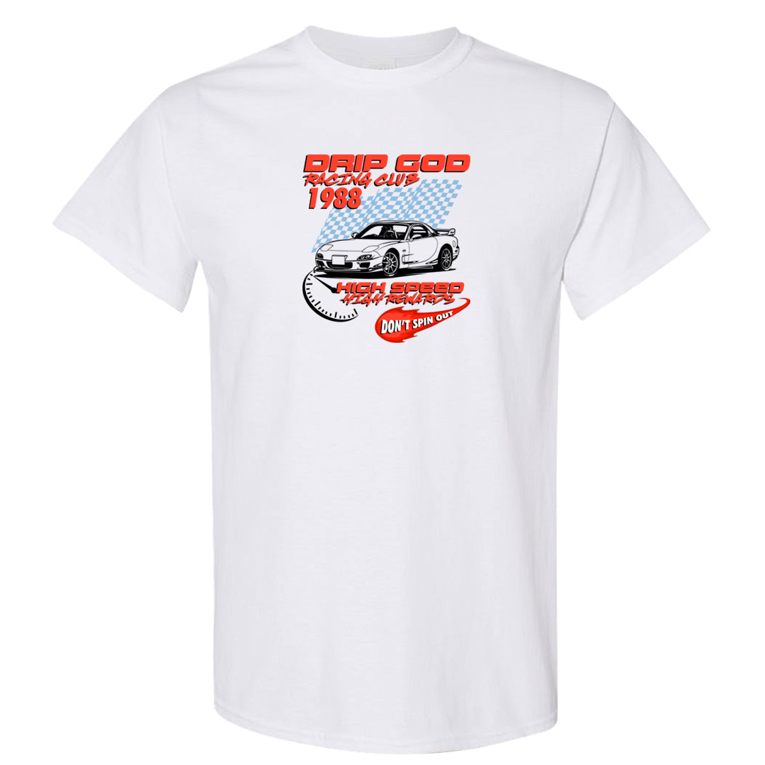 White Infrared 7s T Shirt | Drip God Racing Club, White