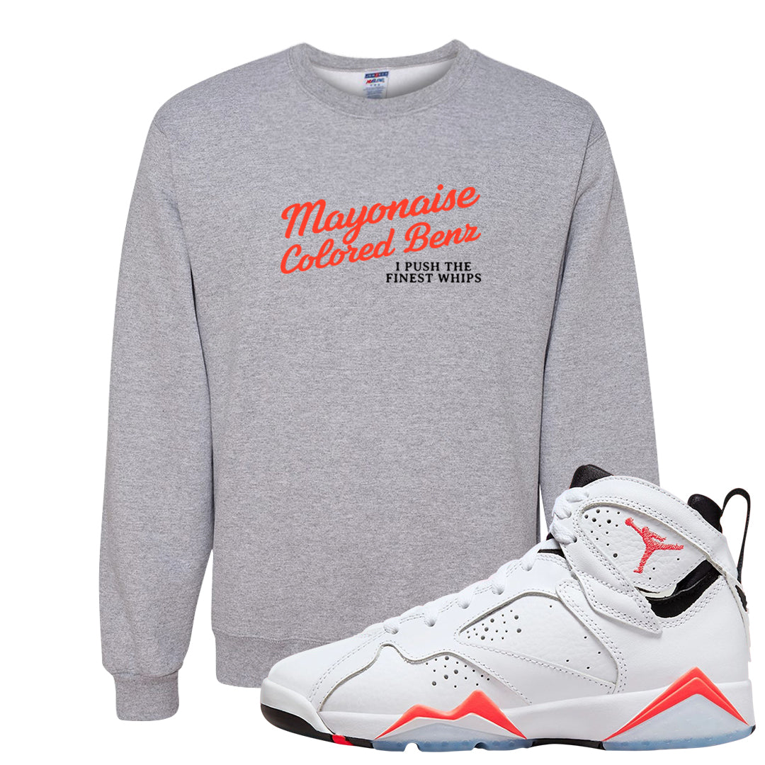 White Infrared 7s Crewneck Sweatshirt | Mayonaise Colored Benz, Ash