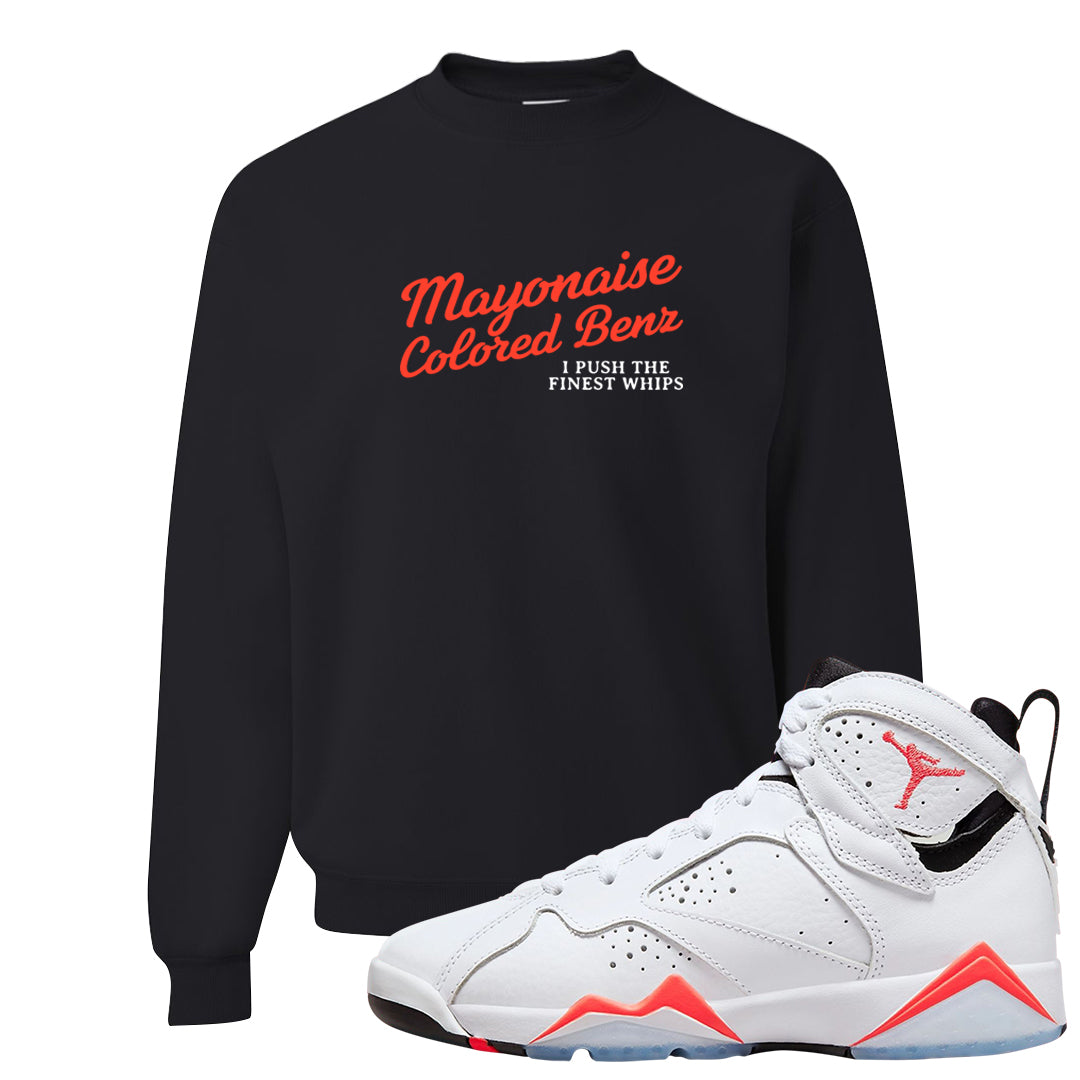 White Infrared 7s Crewneck Sweatshirt | Mayonaise Colored Benz, Black