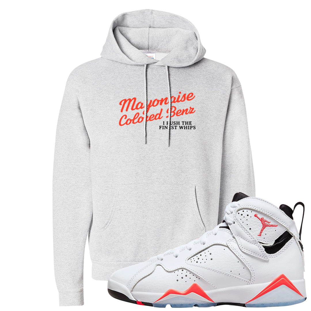 White Infrared 7s Hoodie | Mayonaise Colored Benz, Ash
