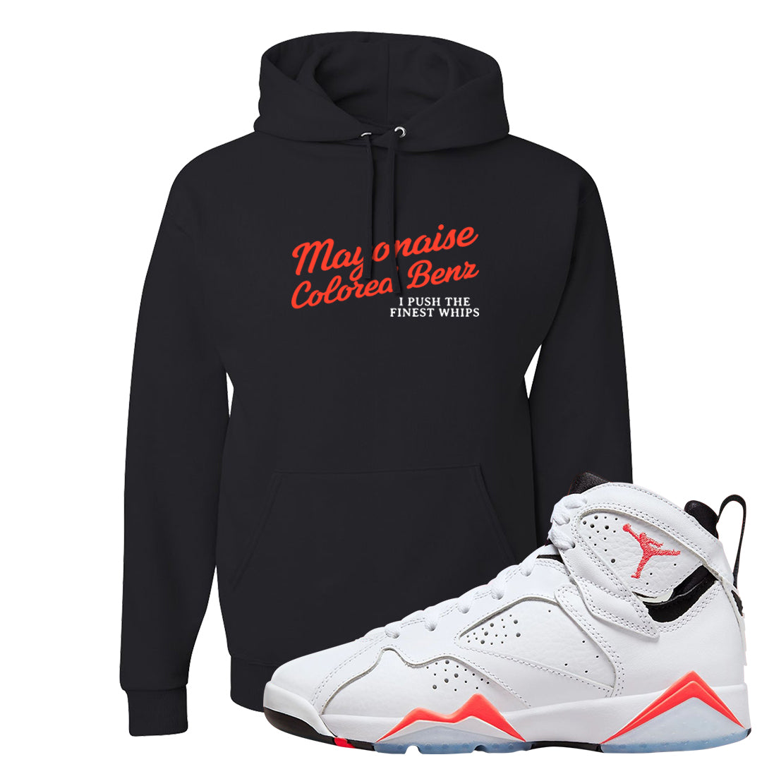 White Infrared 7s Hoodie | Mayonaise Colored Benz, Black