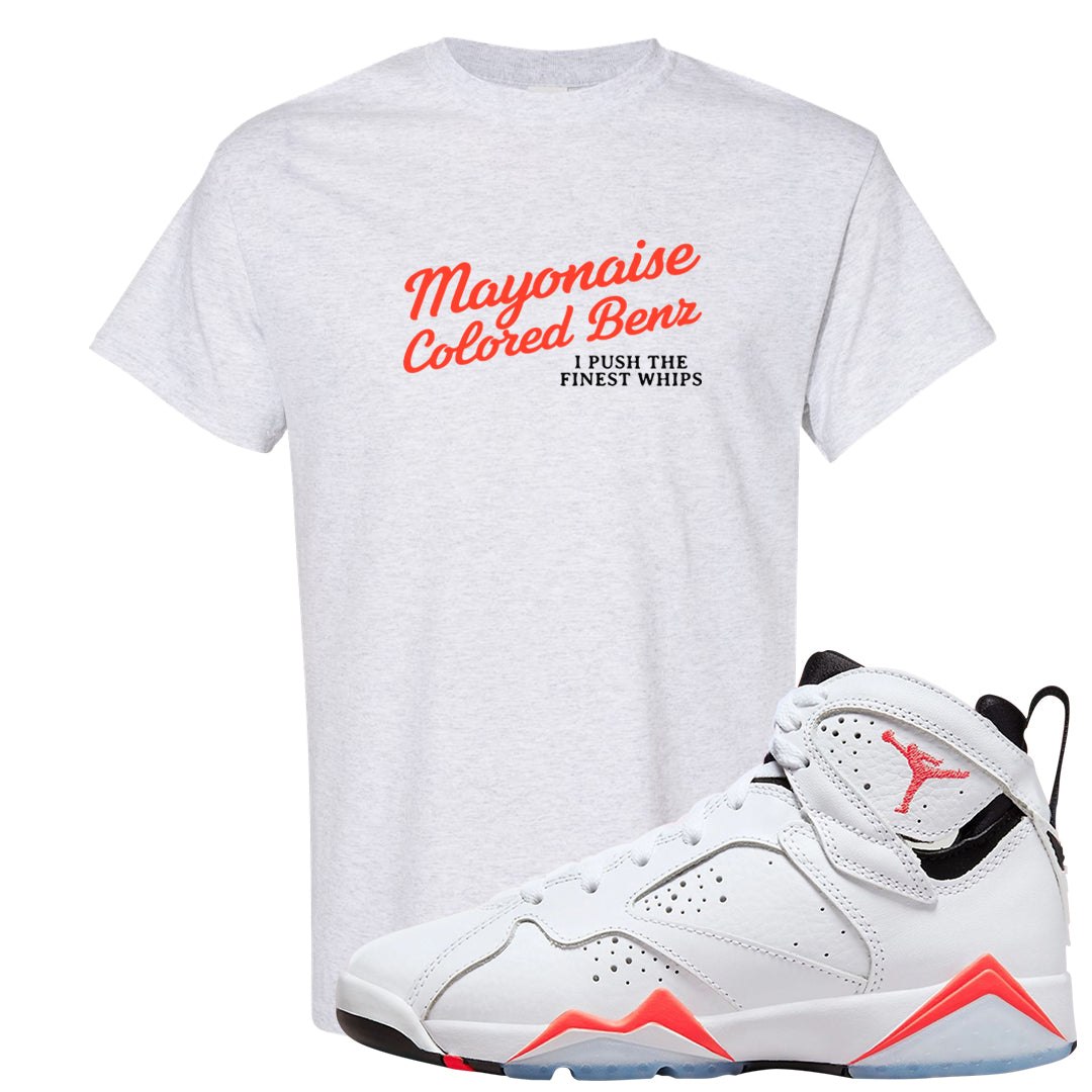 White Infrared 7s T Shirt | Mayonaise Colored Benz, Ash