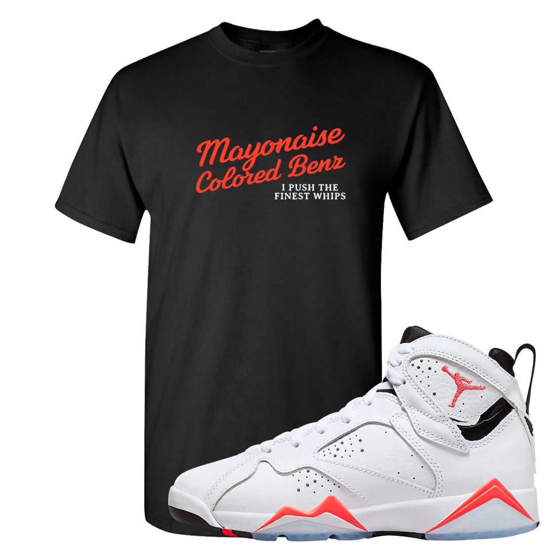 White Infrared 7s T Shirt | Mayonaise Colored Benz, Black