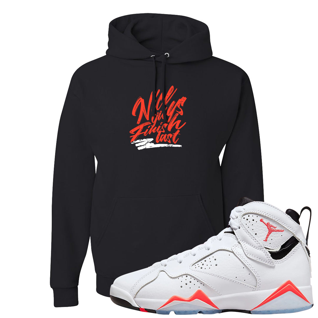 White Infrared 7s Hoodie | Nice Guys Finish Last, Black