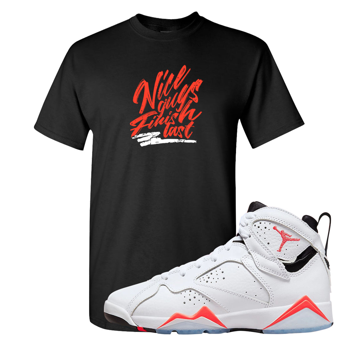 White Infrared 7s T Shirt | Nice Guys Finish Last, Black