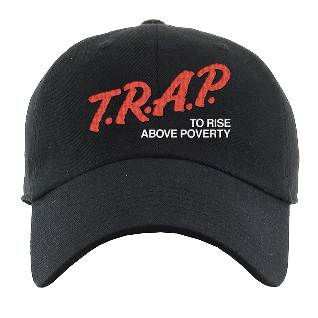 White Infrared 7s Dad Hat | Trap To Rise Above Poverty, Black