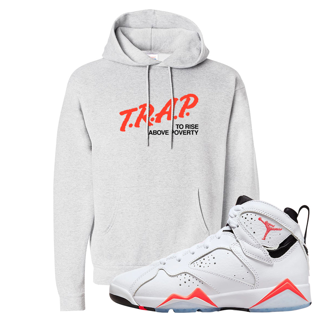 White Infrared 7s Hoodie | Trap To Rise Above Poverty, Ash