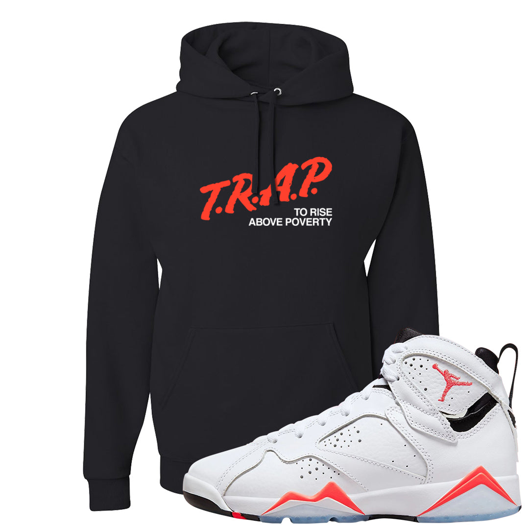 White Infrared 7s Hoodie | Trap To Rise Above Poverty, Black