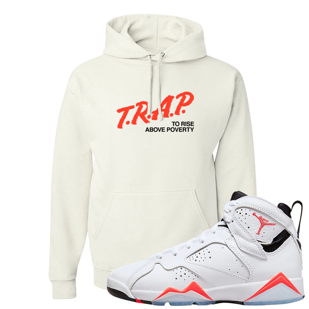 White Infrared 7s Hoodie | Trap To Rise Above Poverty, White
