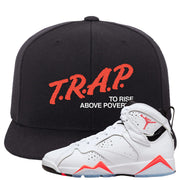 White Infrared 7s Snapback Hat | Trap To Rise Above Poverty, Black