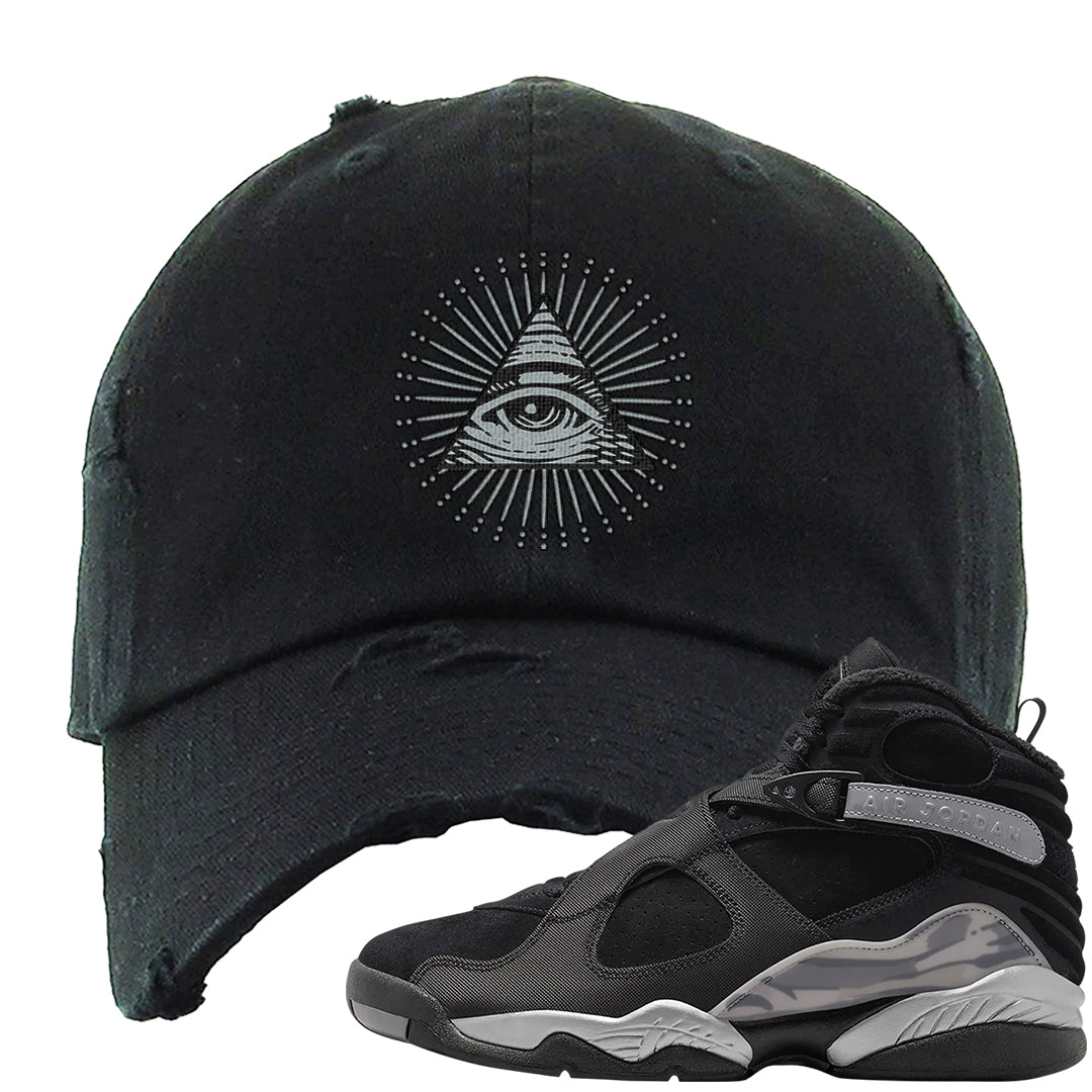 GunSmoke 8s Distressed Dad Hat | All Seeing Eye, Black