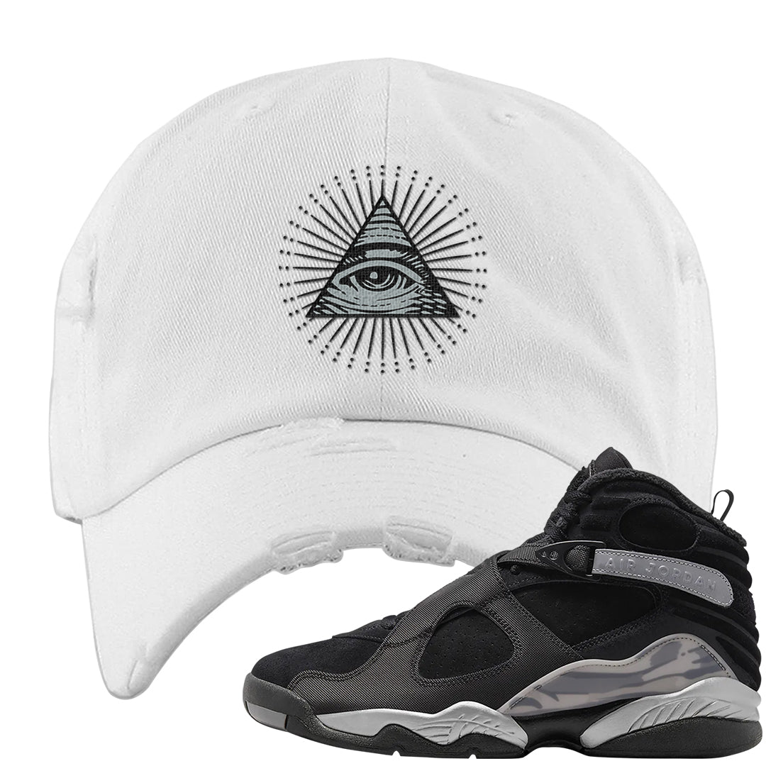 GunSmoke 8s Distressed Dad Hat | All Seeing Eye, White