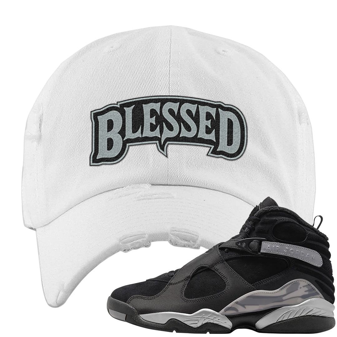 GunSmoke 8s Distressed Dad Hat | Blessed Arch, White