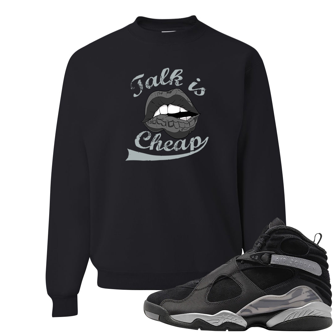 GunSmoke 8s Crewneck Sweatshirt | Talk Lips, Black